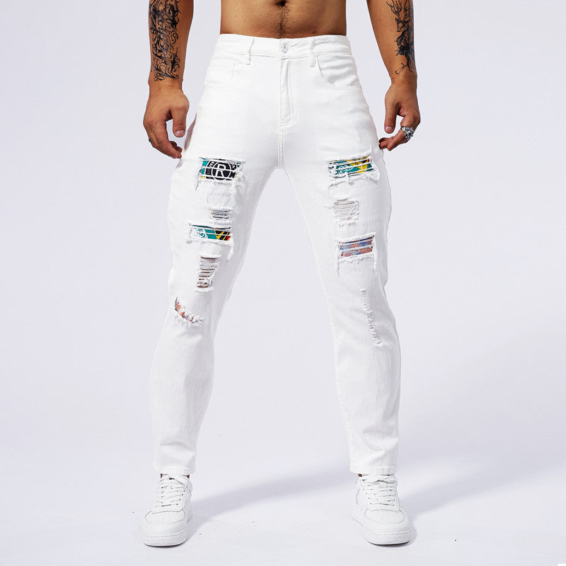 Ripped Fashion White Jeans (Modische Weisse Jeans mit Rissen)