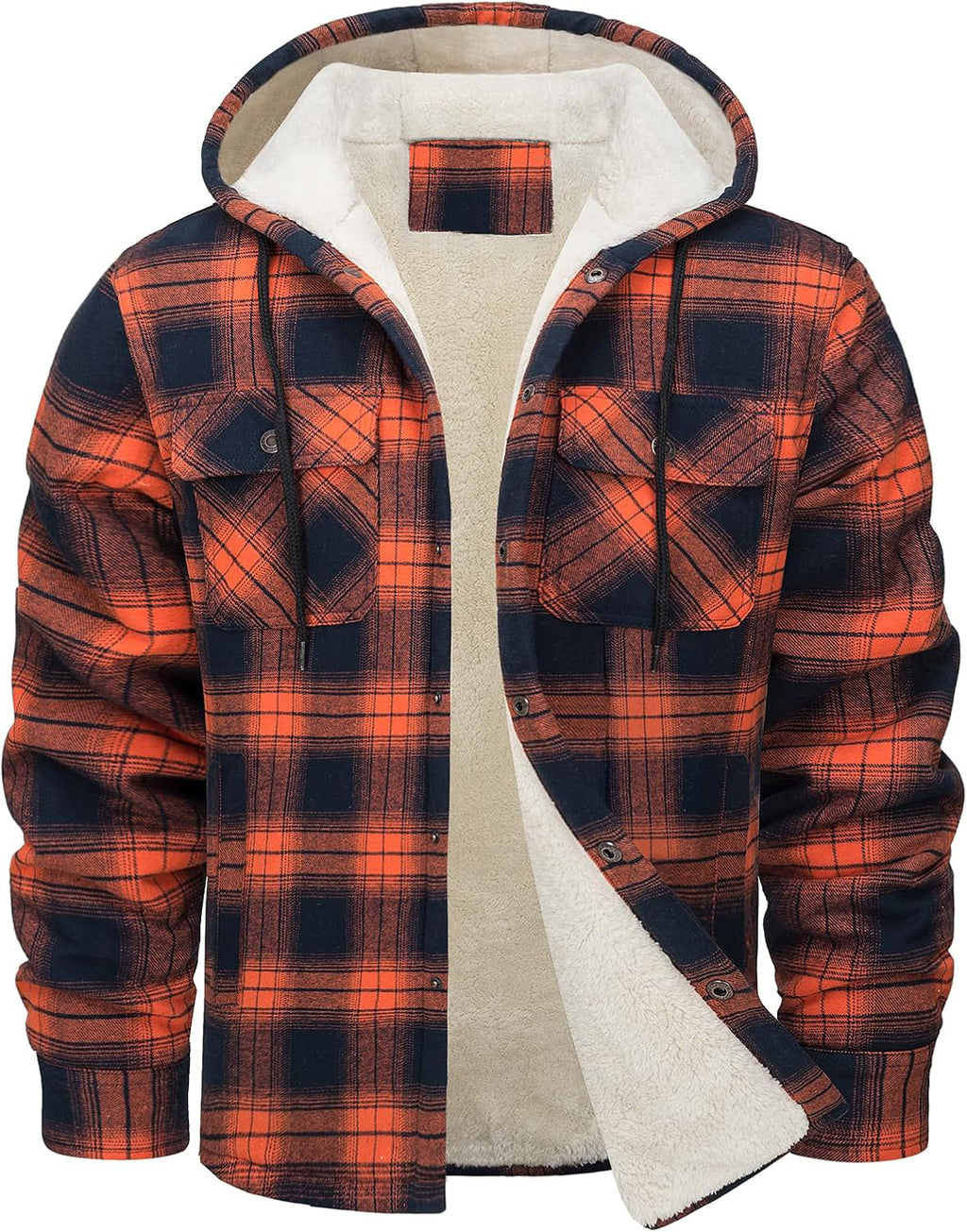 Fleece-Lined Plaid Jacket – Casual Hooded Design (Karierte Fleece-Jacke – Lässig mit Kapuze)