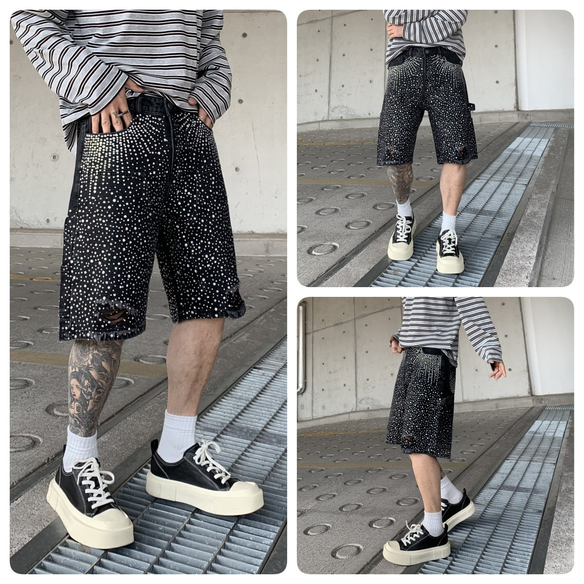 Luxury Denim Shorts with Diamant-Look (Trendige Denim-Shorts mit Diamanten-Look)