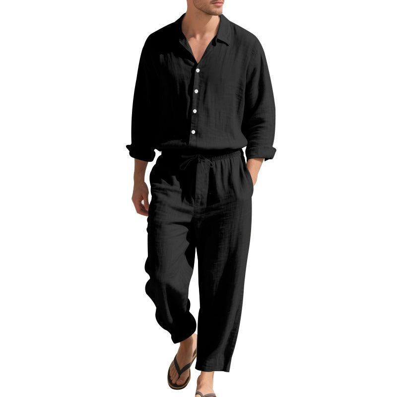 Laid-Back Luxe Set – Shirt & Pants (Lockerer Stylischer Zweiteiler - Hose & Hemd)