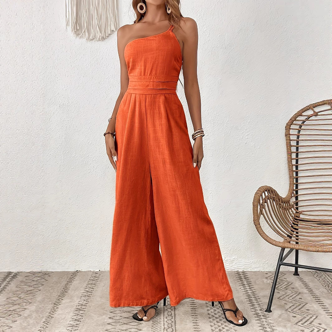 Elegant One-Shoulder Jumpsuit with Wide Legs (Eleganter Overall Mit Schulterfreiem Design)
