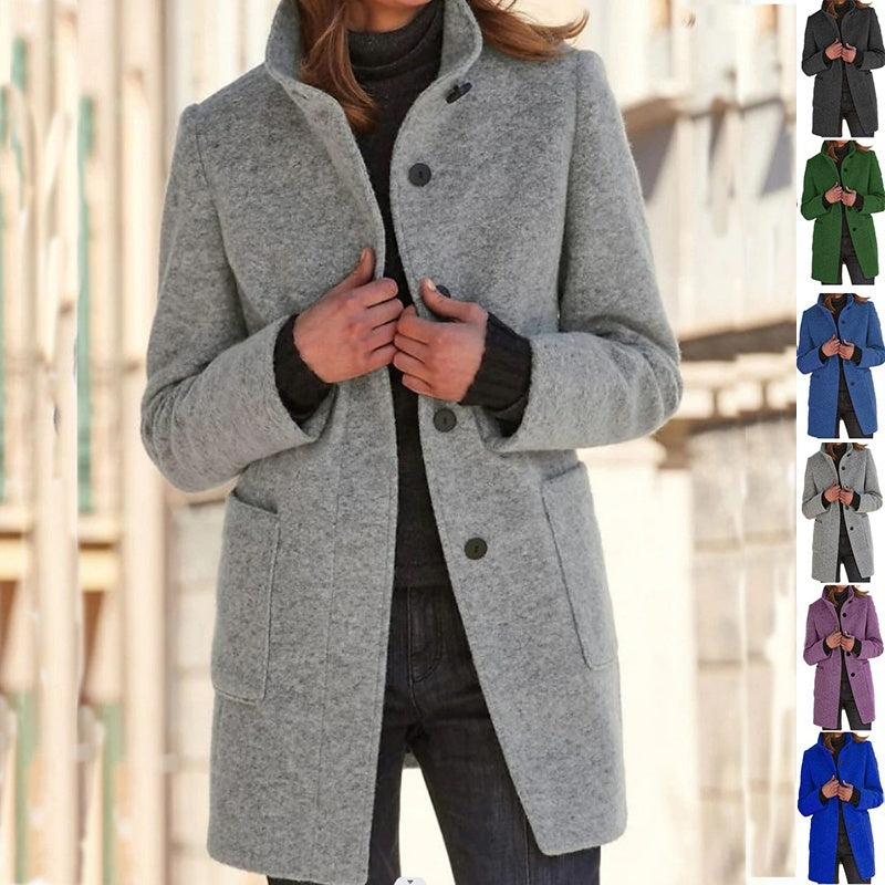 Stand Collar Wool Coat (Eleganter Wollmantel mit Stehkragen)