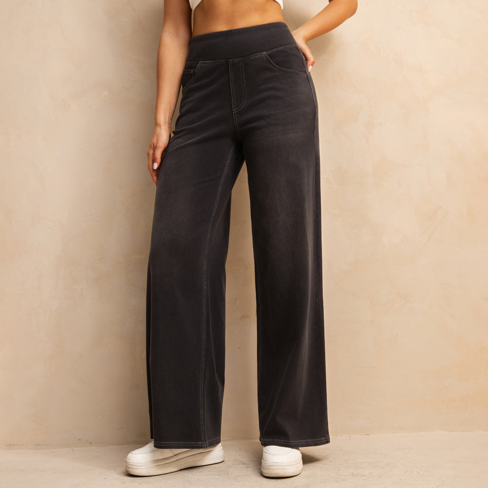 Dark Grey Wide-leg Jeans (Moderne Schlagjeans In Dunklem Grauton)