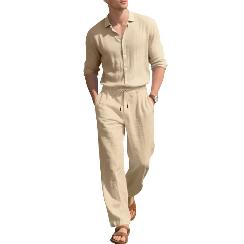 Long-Sleeve Shirt With Relaxed Trousers (Exklusives Resort-Set – Langarmhemd Mit Lässiger Hose)