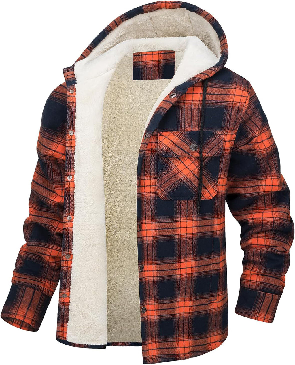 Fleece-Lined Plaid Jacket – Casual Hooded Design (Karierte Fleece-Jacke – Lässig mit Kapuze)