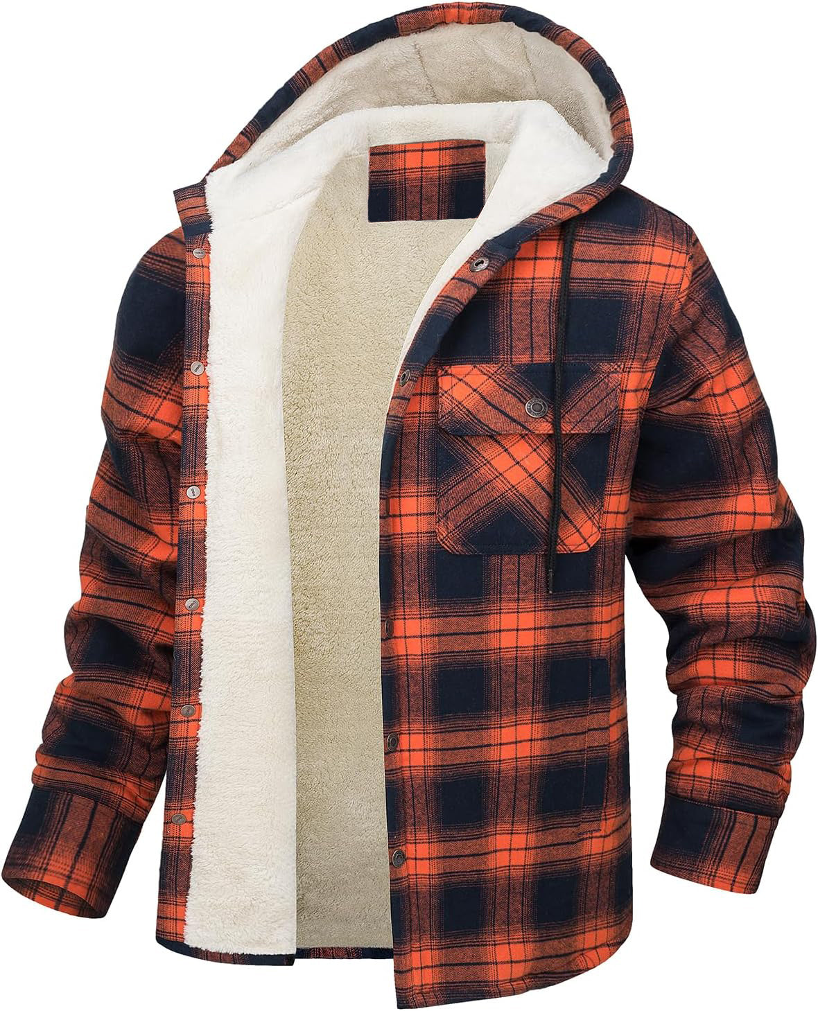 Fleece-Lined Plaid Jacket – Casual Hooded Design (Karierte Fleece-Jacke – Lässig mit Kapuze)