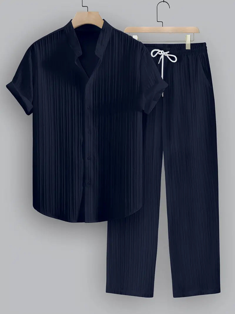 Modern Stripe Two-Piece – Short-Sleeve Shirt & Pants