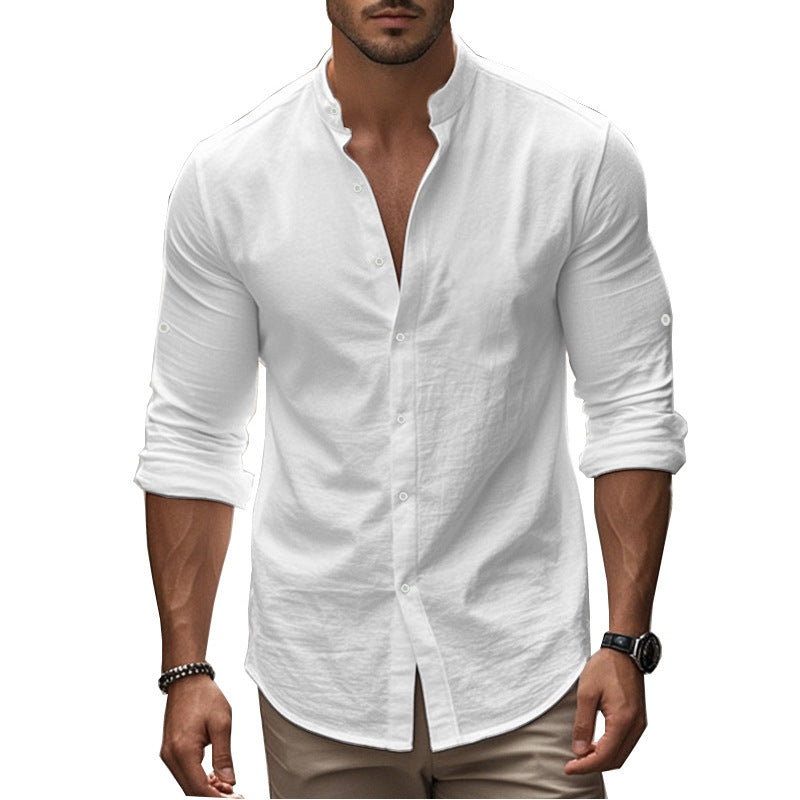 Stand-Collar Cotton–Linen Shirt (Stehkragenhemd Aus Baumwolle-Leinen)