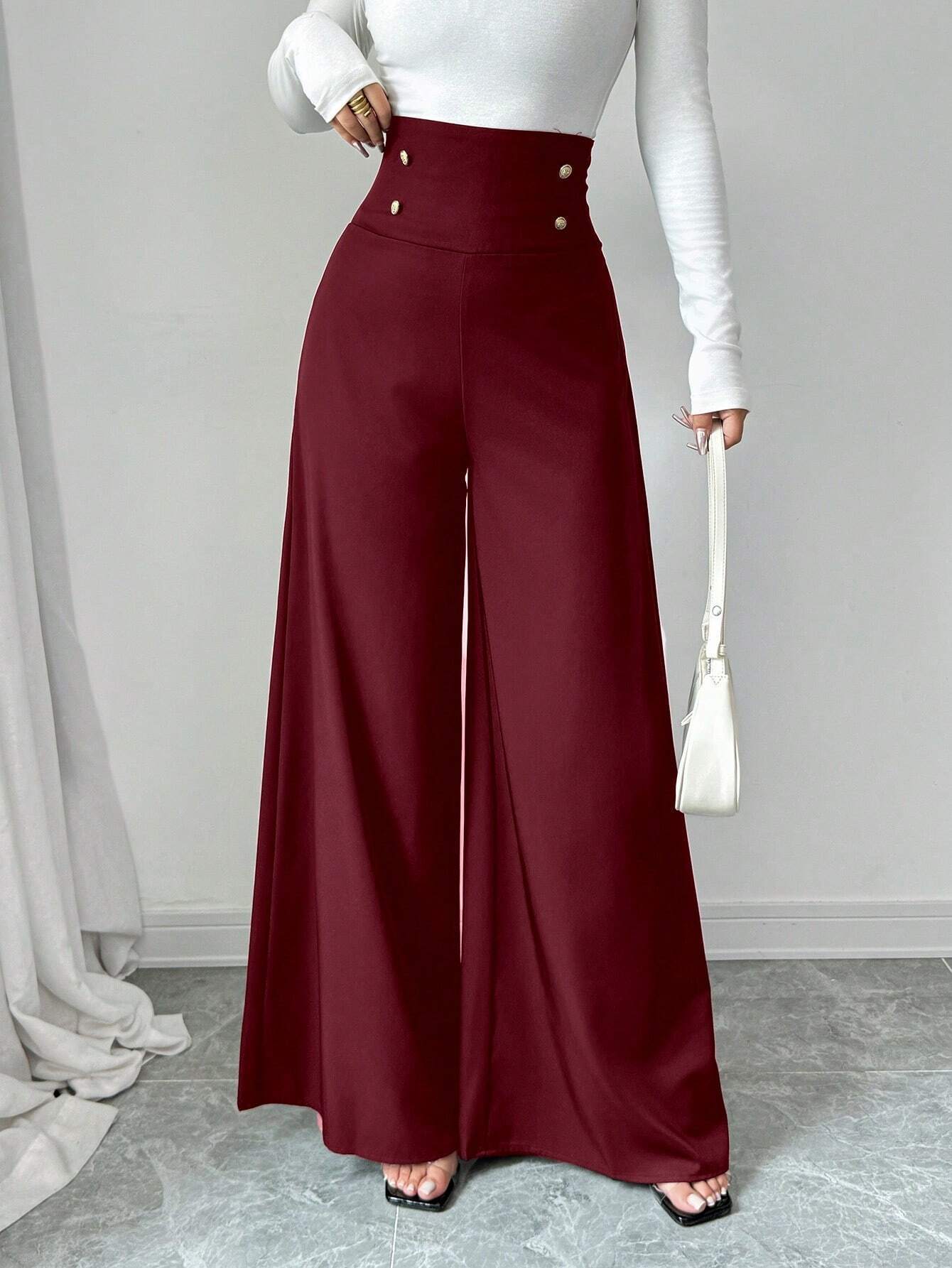 Elegant Wide-Leg Trousers - Tummy-Slimming Effect (Elegante Weite Hose - Bauchweg-Effekt)