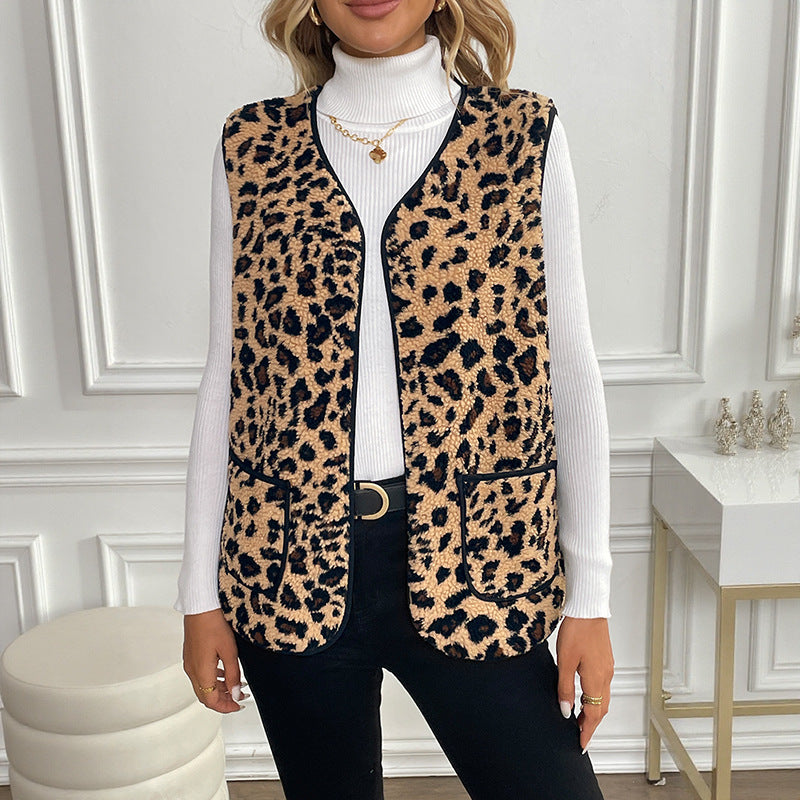 Chic Leopard Print Cardigan (Modische Strickjacke mit Leopardenmuster)