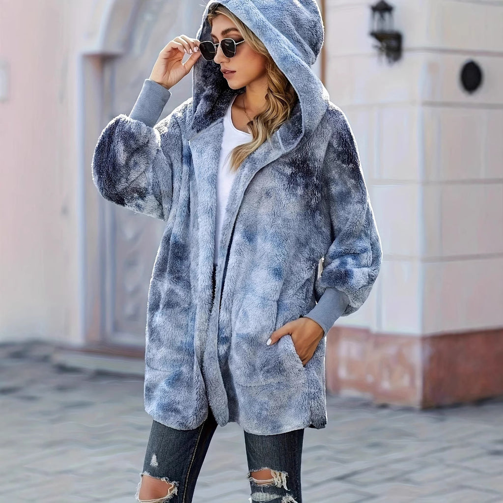 Chic Hooded Faux Fur Coat (Kunstpelzmantel mit Kapuze)