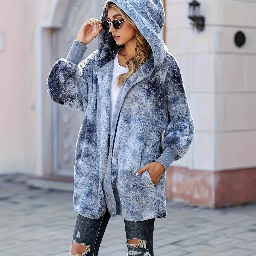 Chic Hooded Faux Fur Coat (Kunstpelzmantel mit Kapuze)