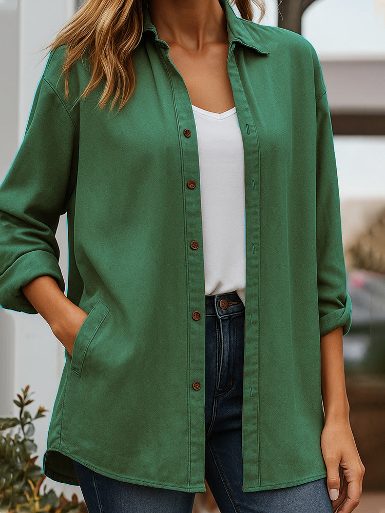 Fashion Solid Shirt Jacket (Modische Hemdjacke)