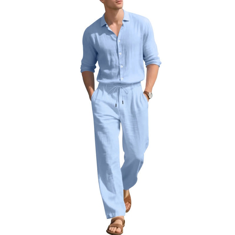 Long-Sleeve Shirt With Relaxed Trousers (Exklusives Resort-Set – Langarmhemd Mit Lässiger Hose)