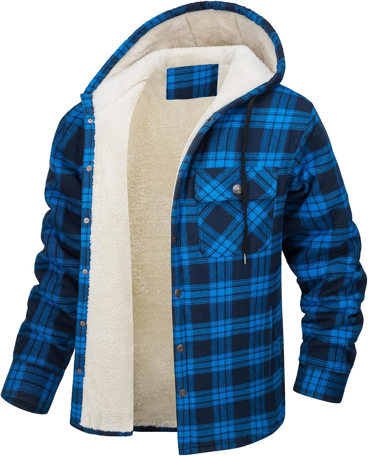 Fleece-Lined Plaid Jacket – Casual Hooded Design (Karierte Fleece-Jacke – Lässig mit Kapuze)
