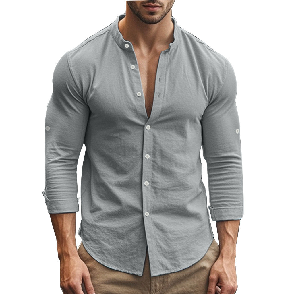 Stand-Collar Cotton–Linen Shirt (Stehkragenhemd Aus Baumwolle-Leinen)