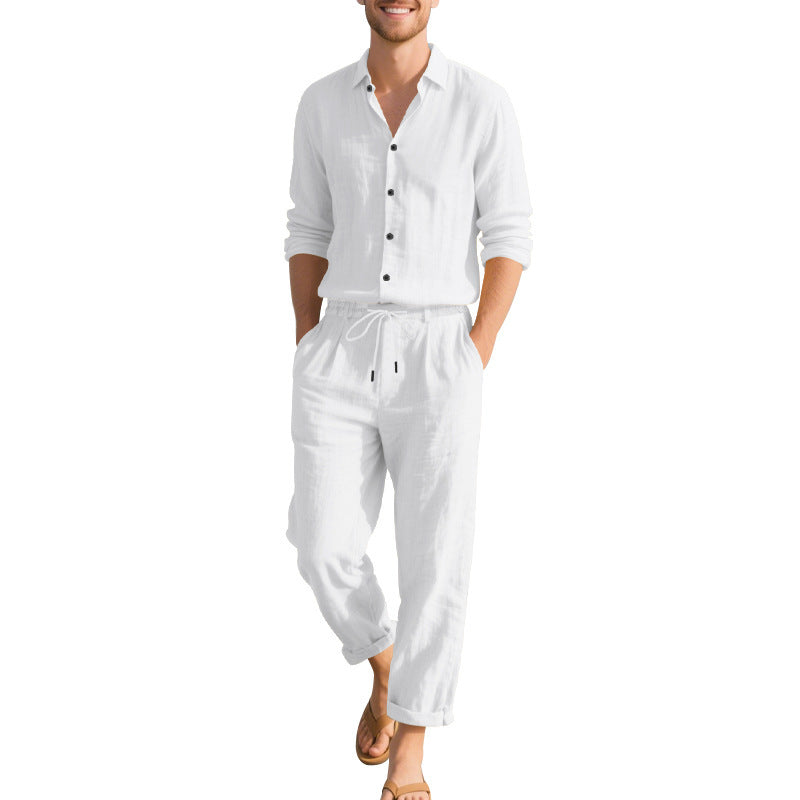 Long-Sleeve Shirt With Relaxed Trousers (Exklusives Resort-Set – Langarmhemd Mit Lässiger Hose)