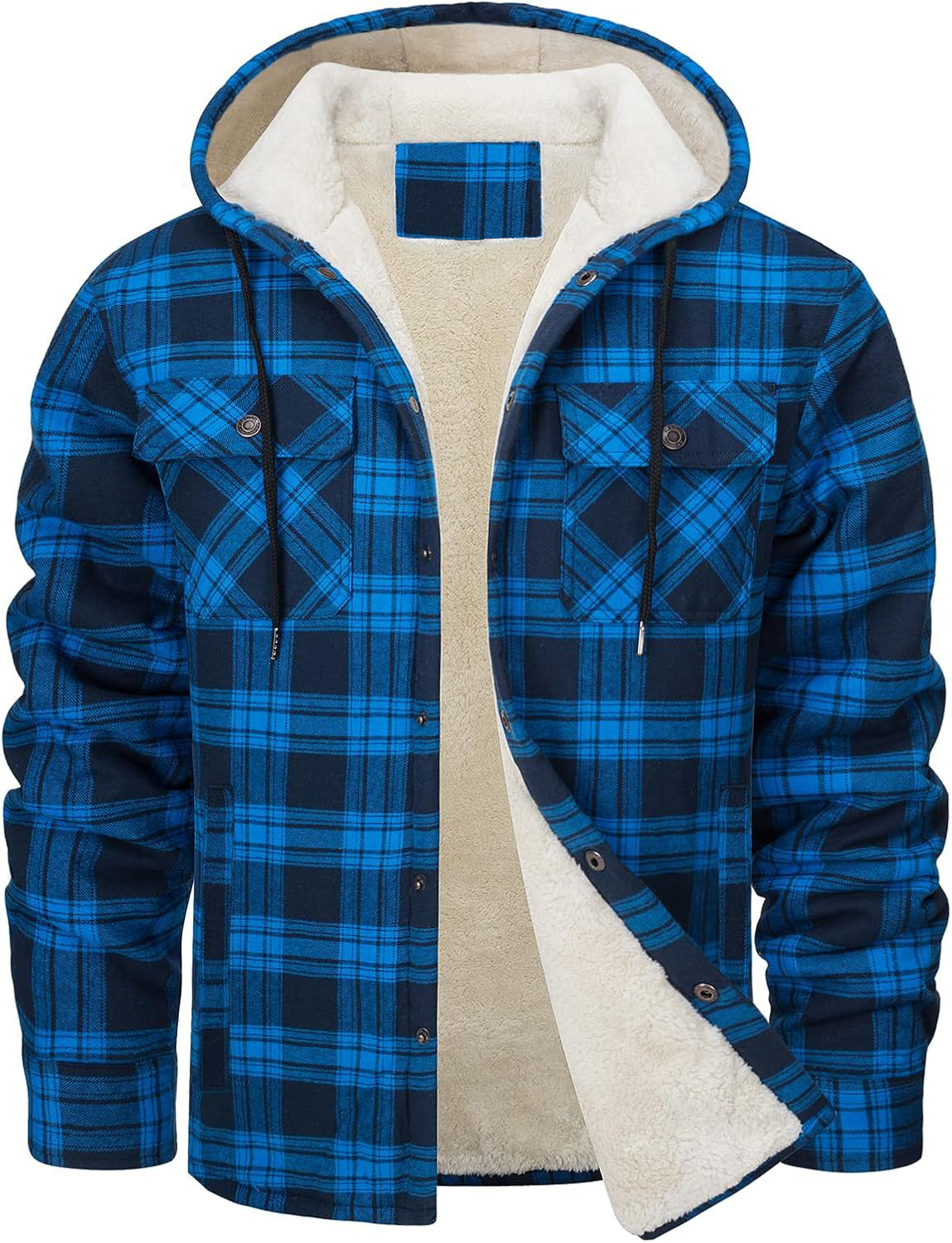 Fleece-Lined Plaid Jacket – Casual Hooded Design (Karierte Fleece-Jacke – Lässig mit Kapuze)