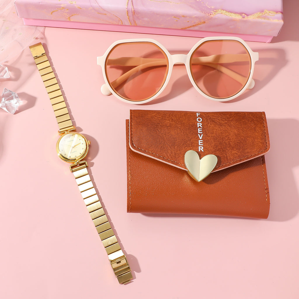 Elegant Ladies’ Set – Watch, Wallet & Sunglasses (Elegantes Damen-Set mit Uhr, Portemonnaie & Brille)