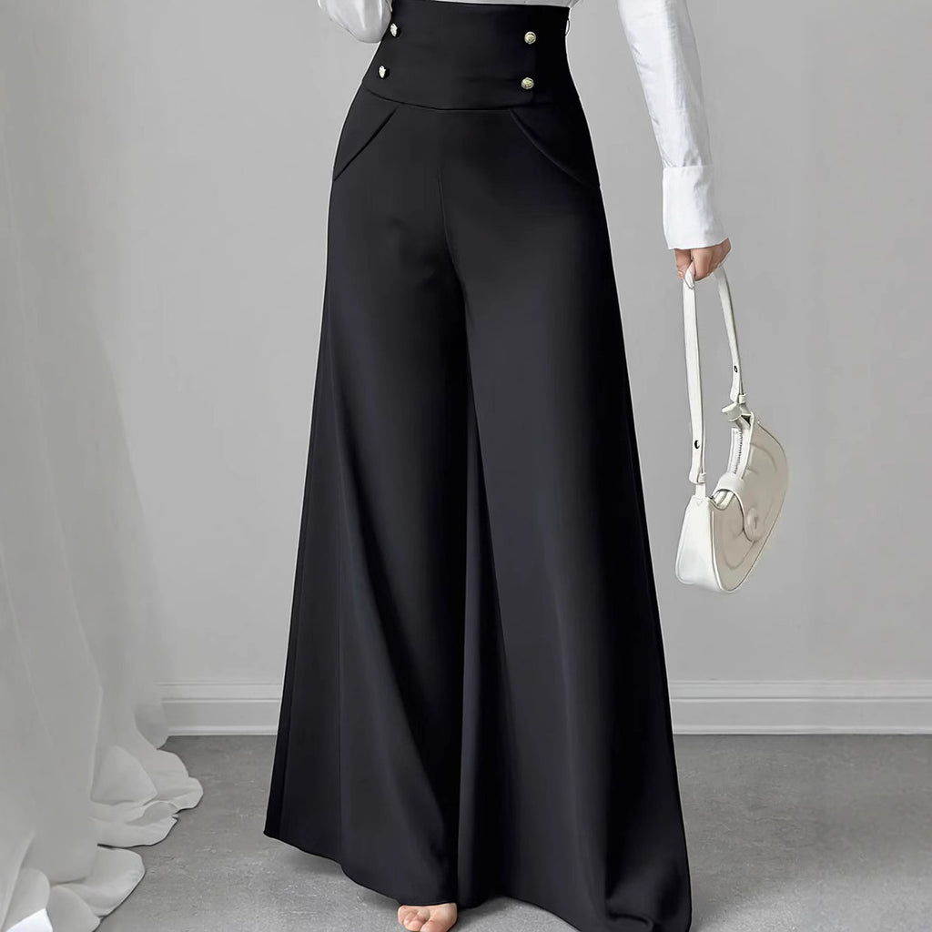 Elegant Wide-Leg Trousers - Tummy-Slimming Effect (Elegante Weite Hose - Bauchweg-Effekt)