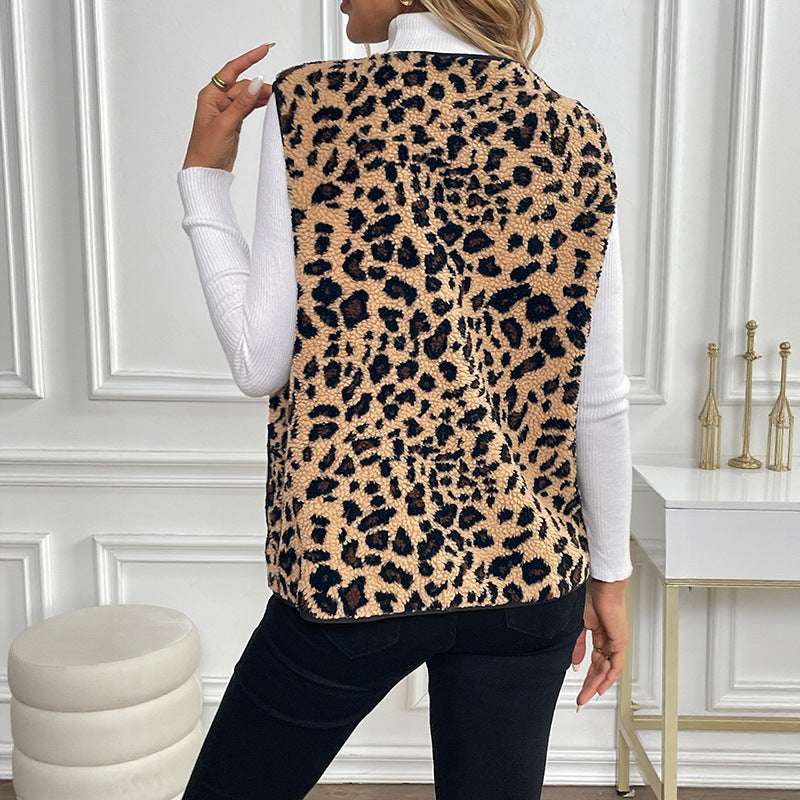 Chic Leopard Print Cardigan (Modische Strickjacke mit Leopardenmuster)