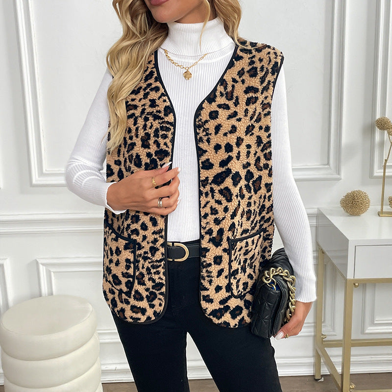 Chic Leopard Print Cardigan (Modische Strickjacke mit Leopardenmuster)