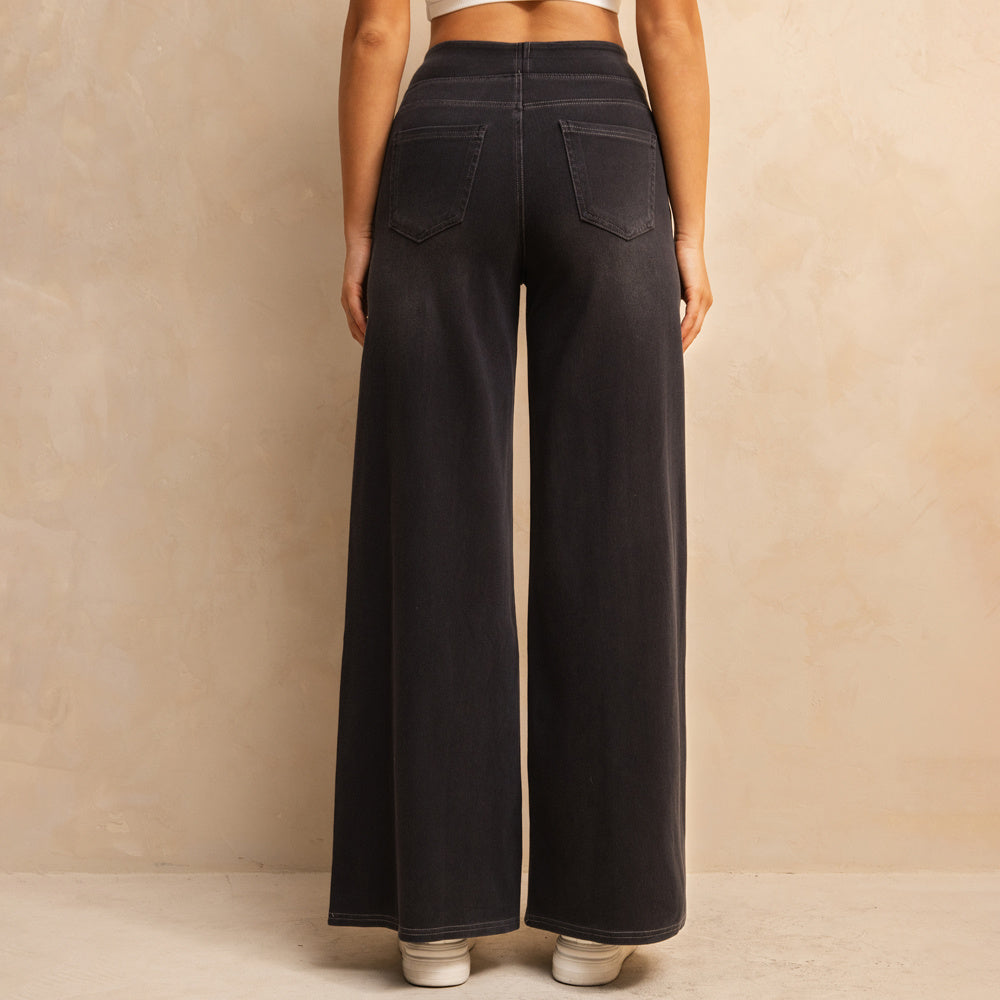 Dark Grey Wide-leg Jeans (Moderne Schlagjeans In Dunklem Grauton)