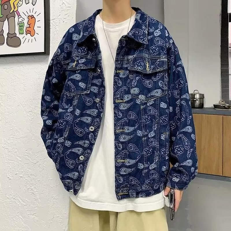 Black Patterned Denim Jacket (Schwarze Gemusterte Jeans-Jacke)