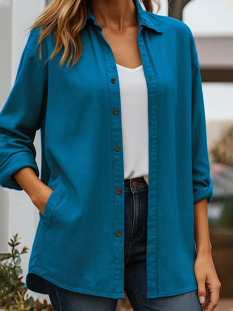 Fashion Solid Shirt Jacket (Modische Hemdjacke)