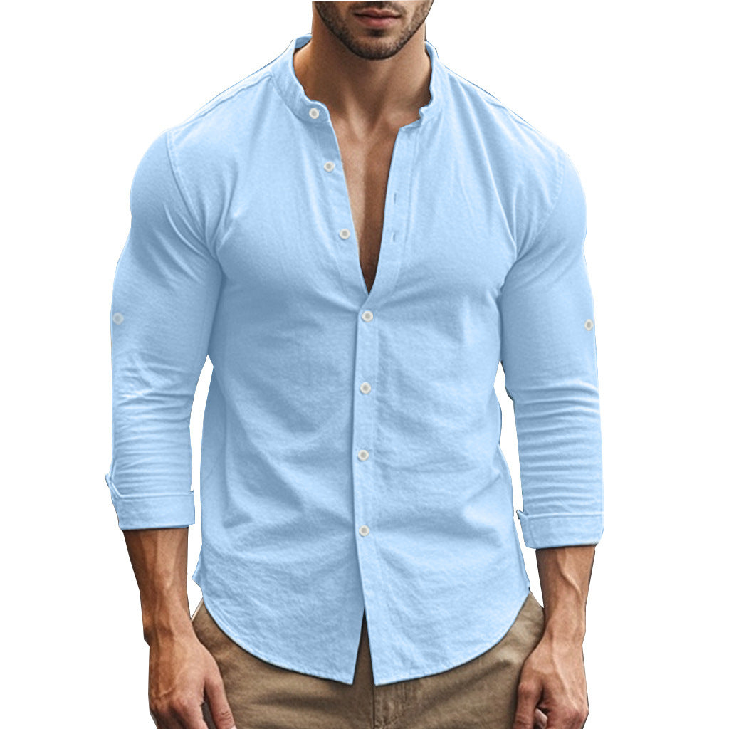 Stand-Collar Cotton–Linen Shirt (Stehkragenhemd Aus Baumwolle-Leinen)