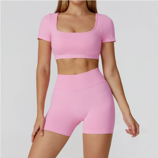 Elegant Back Cutout Fitness Set (Elegantes Fitness-Set Mit Rückenausschnitt)