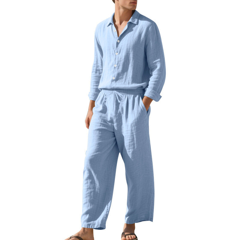 Laid-Back Luxe Set – Shirt & Pants (Lockerer Stylischer Zweiteiler - Hose & Hemd)