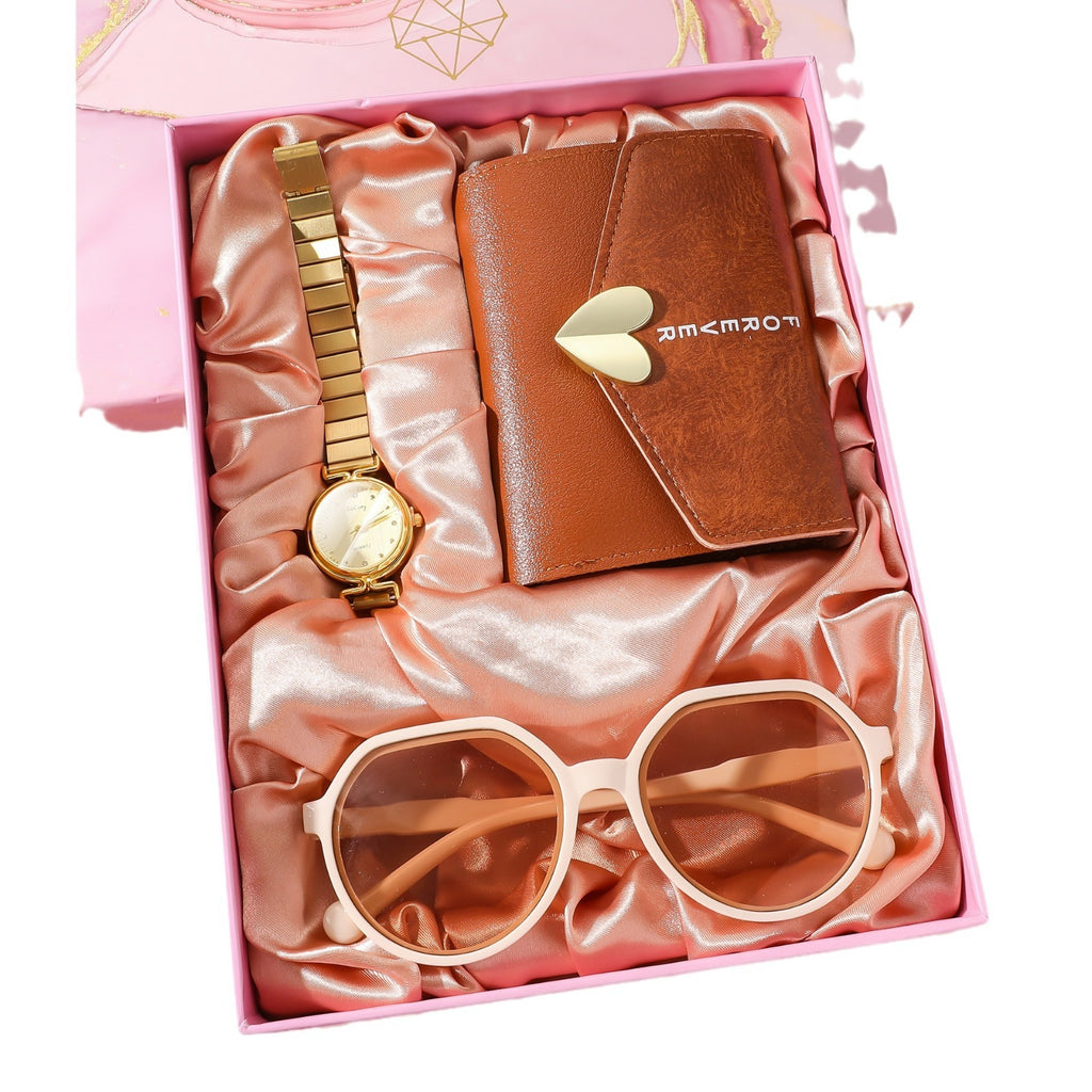 Elegant Ladies’ Set – Watch, Wallet & Sunglasses (Elegantes Damen-Set mit Uhr, Portemonnaie & Brille)