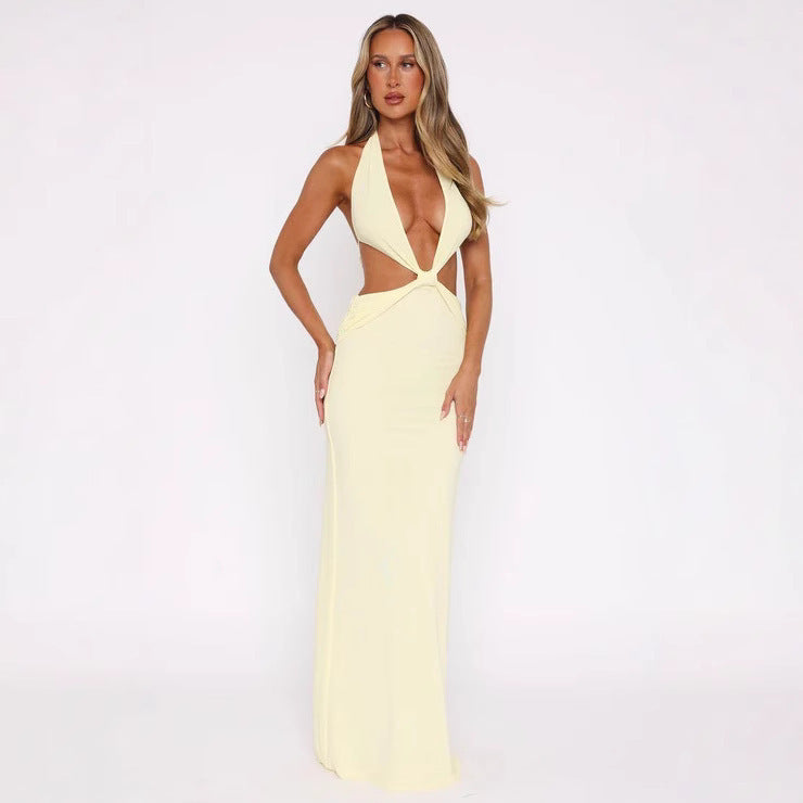 Elegant Backless Dress with Waist Cutout (Elegantes rückenfreies Kleid mit Taillen-Ausschnitt)