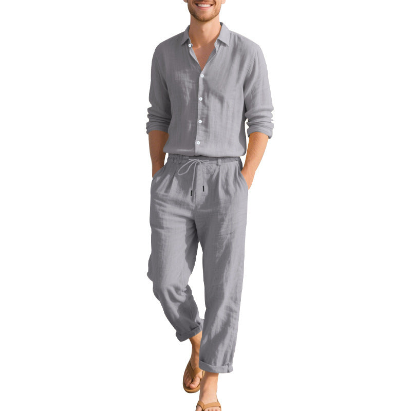 Long-Sleeve Shirt With Relaxed Trousers (Exklusives Resort-Set – Langarmhemd Mit Lässiger Hose)