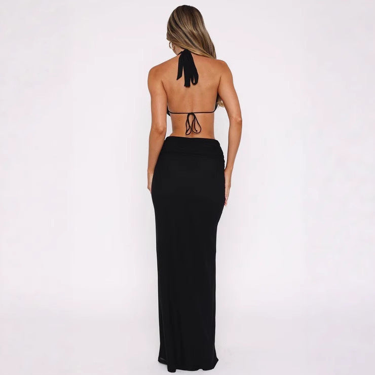 Elegant Backless Dress with Waist Cutout (Elegantes rückenfreies Kleid mit Taillen-Ausschnitt)