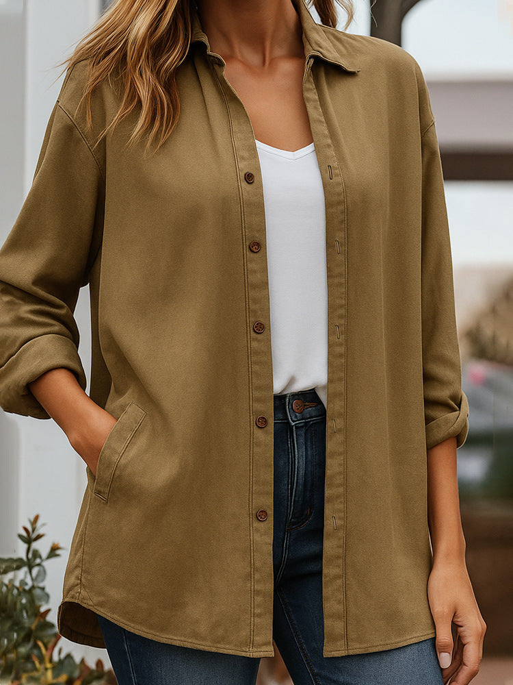 Fashion Solid Shirt Jacket (Modische Hemdjacke)