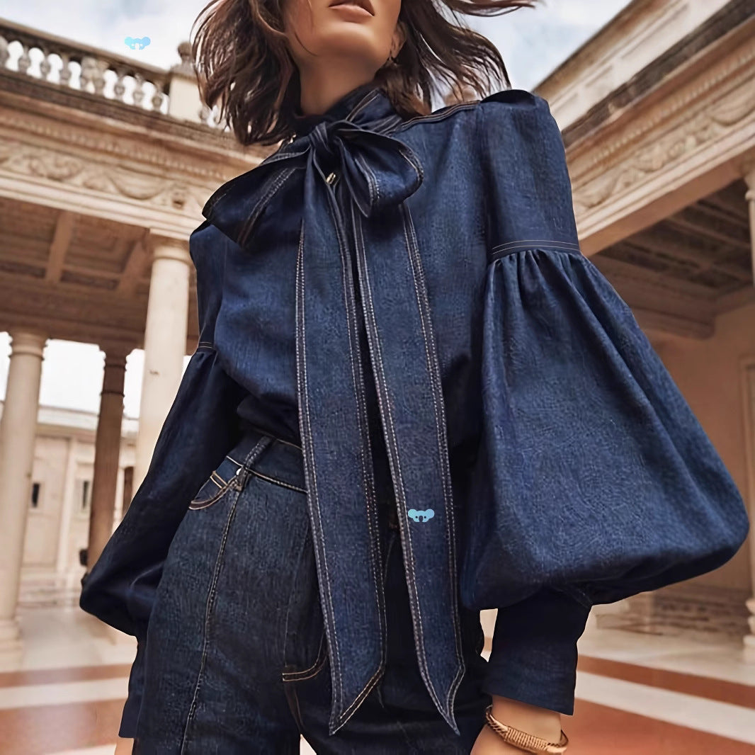 Classic Bow Tie Turtleneck (Eleganter Rollkragenpullover mit Schleifenband)