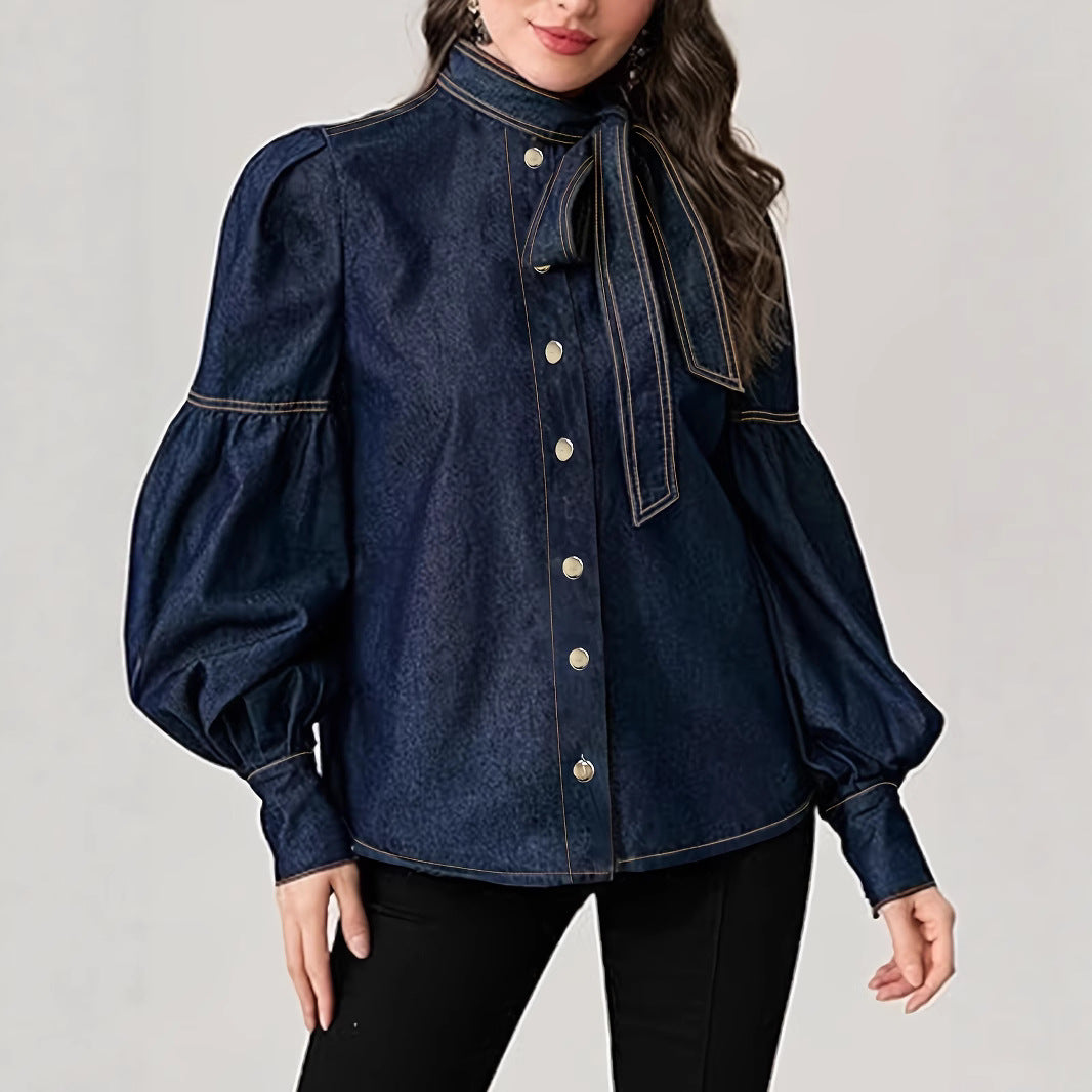 Classic Bow Tie Turtleneck (Eleganter Rollkragenpullover mit Schleifenband)