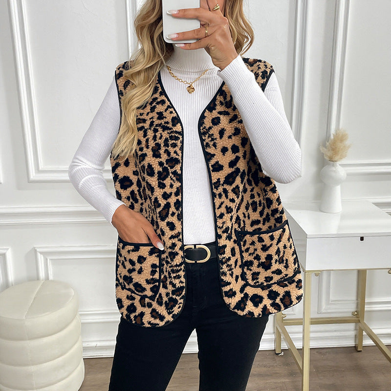 Chic Leopard Print Cardigan (Modische Strickjacke mit Leopardenmuster)