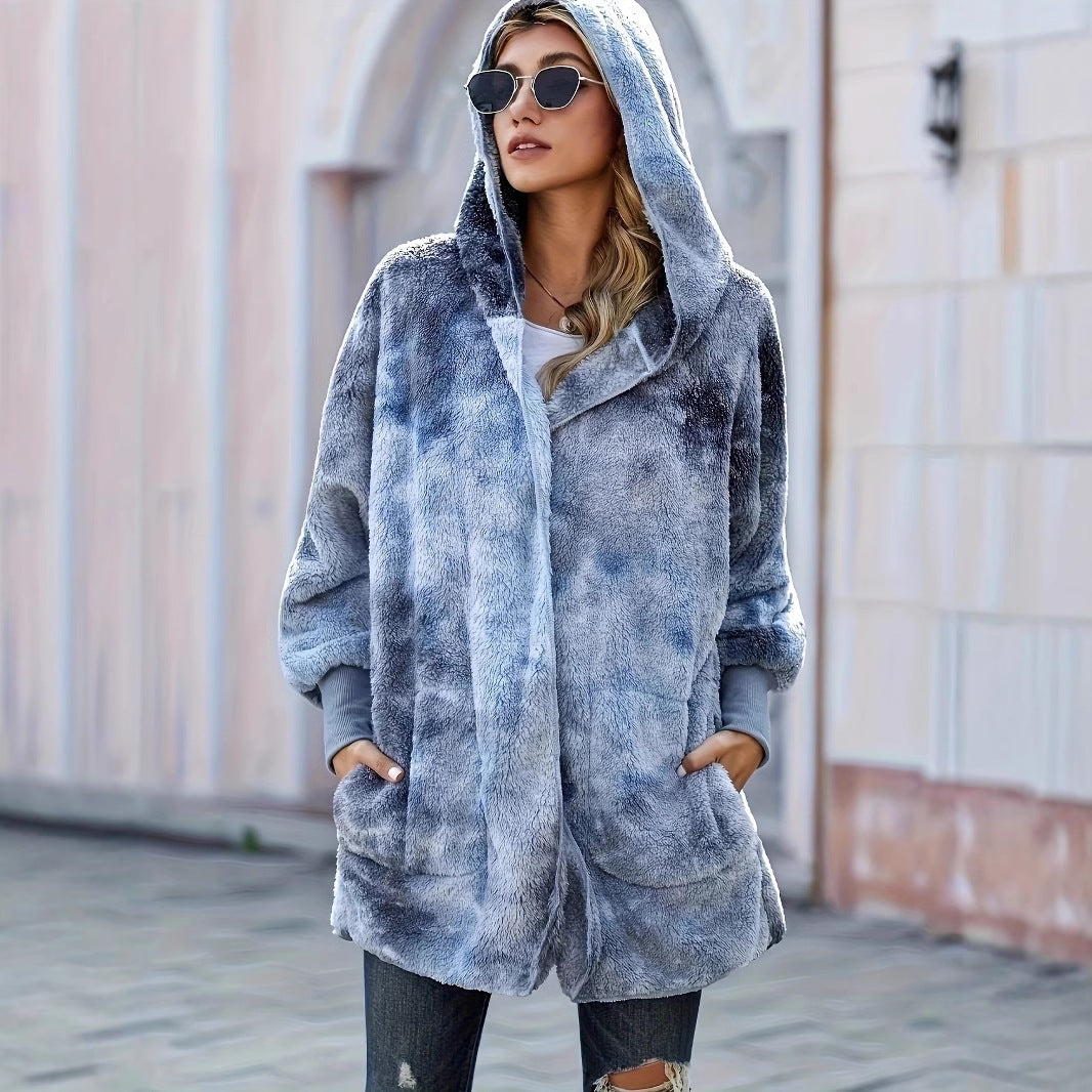 Chic Hooded Faux Fur Coat (Kunstpelzmantel mit Kapuze)