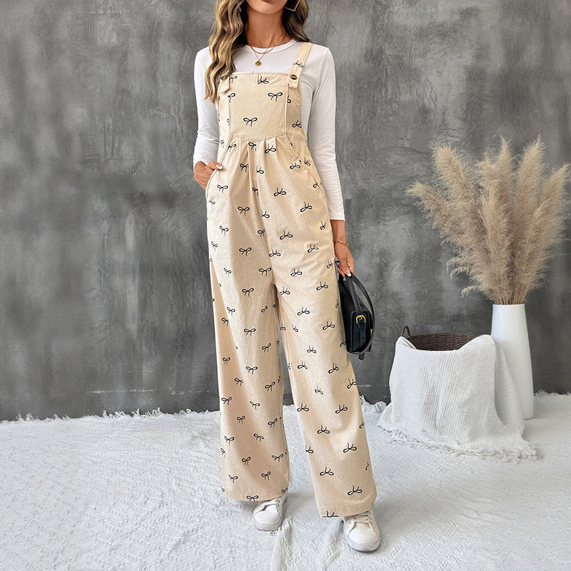 Bow Corduroy Jumpsuit (Stylischer Jumpsuit für Damen)