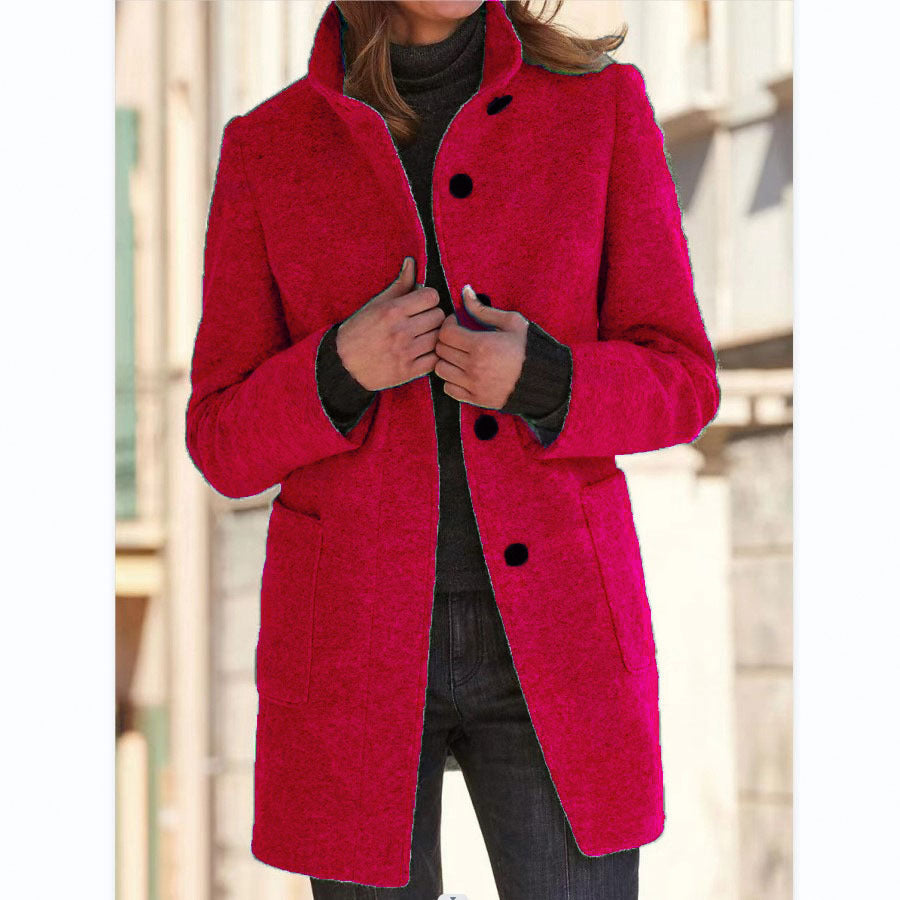 Stand Collar Wool Coat (Eleganter Wollmantel mit Stehkragen)