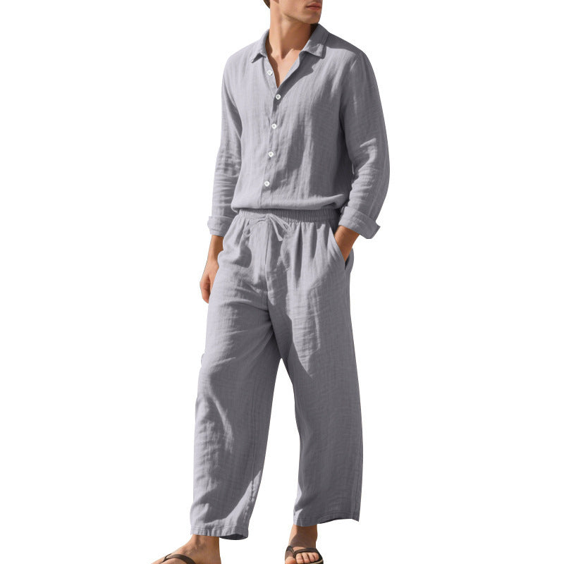 Laid-Back Luxe Set – Shirt & Pants (Lockerer Stylischer Zweiteiler - Hose & Hemd)