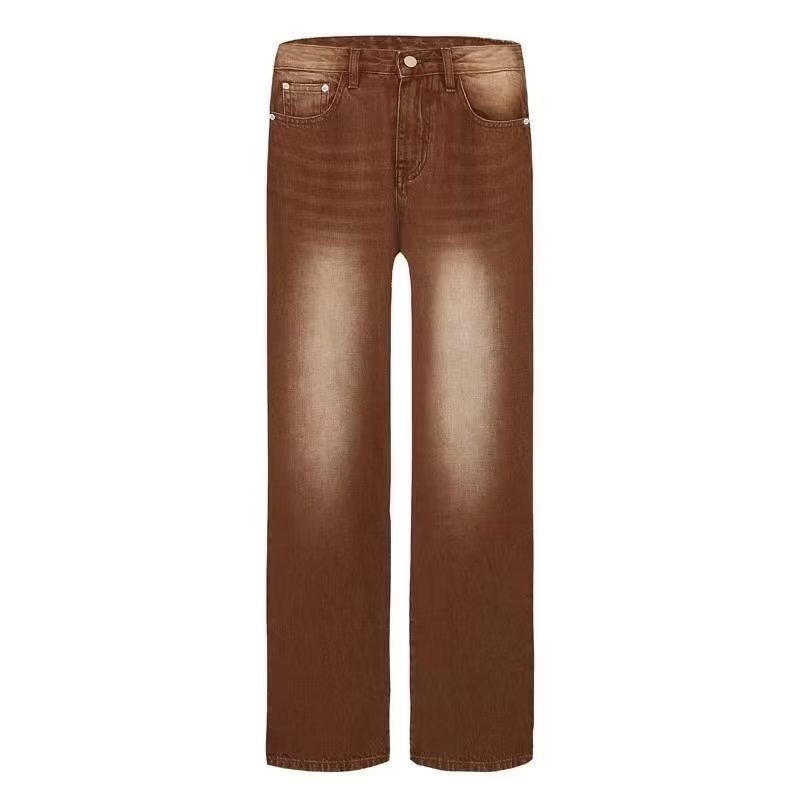 Retro Brown Straight Jeans (Retro-Braune Straight Jeans Im Amerikanischen Stil)