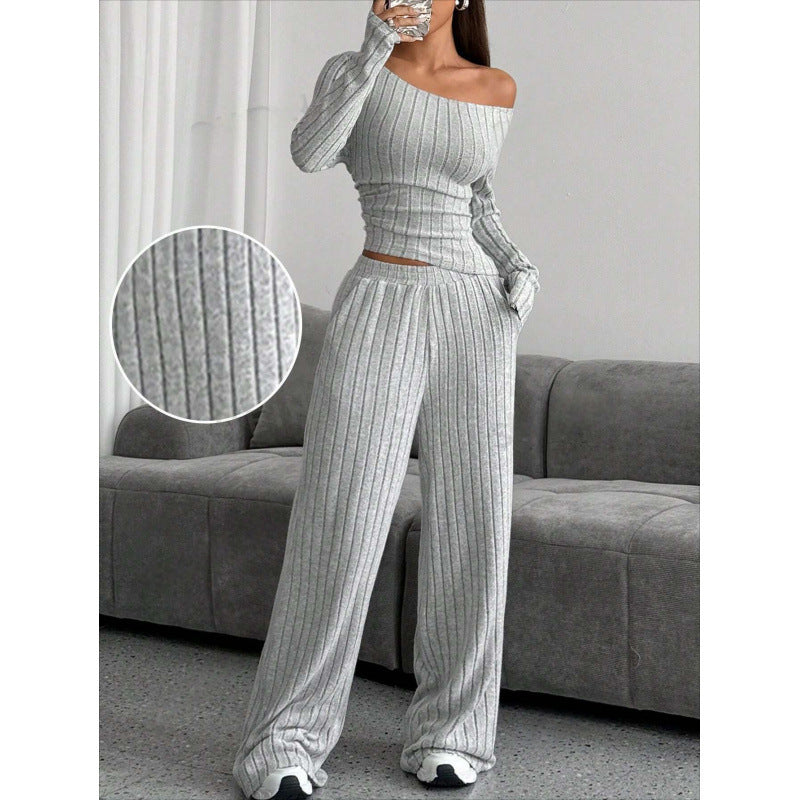 Fashion Knit Two-Piece Set (Stylishes Strick-Outfit im Set - Oberteil und Hose)