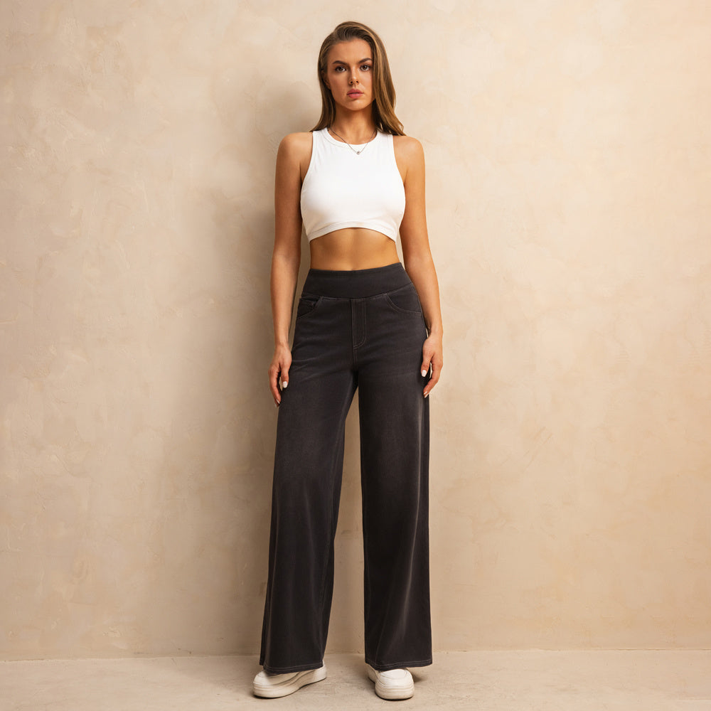 Dark Grey Wide-leg Jeans (Moderne Schlagjeans In Dunklem Grauton)