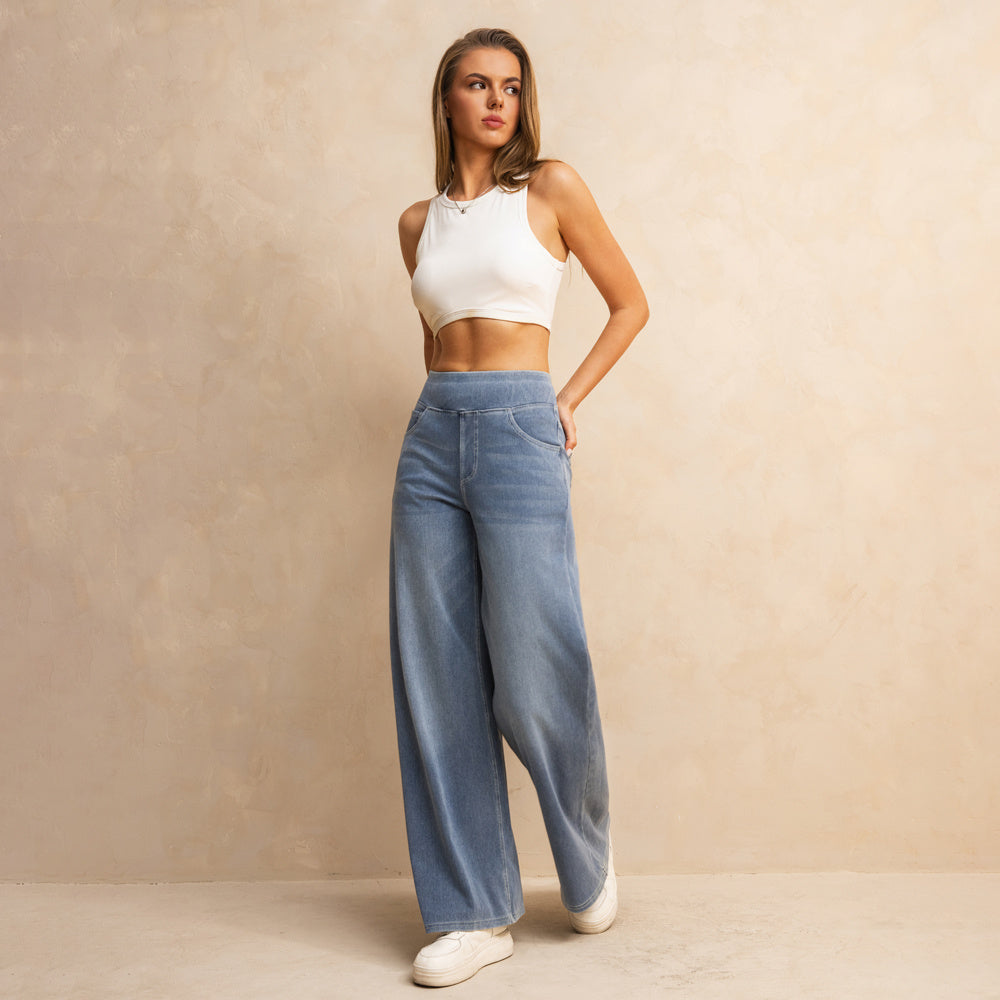 Blue Wide-leg Jeans With Flare Cut (Blaue Lockere Jeans)