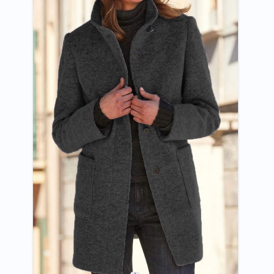 Stand Collar Wool Coat (Eleganter Wollmantel mit Stehkragen)