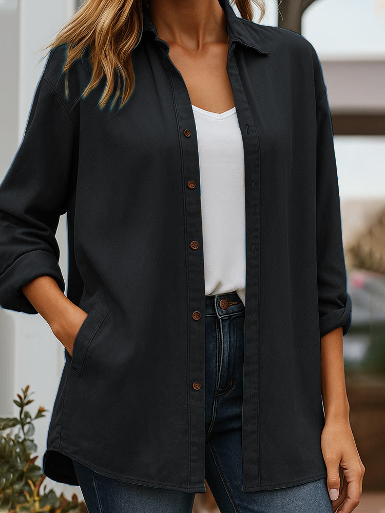 Fashion Solid Shirt Jacket (Modische Hemdjacke)